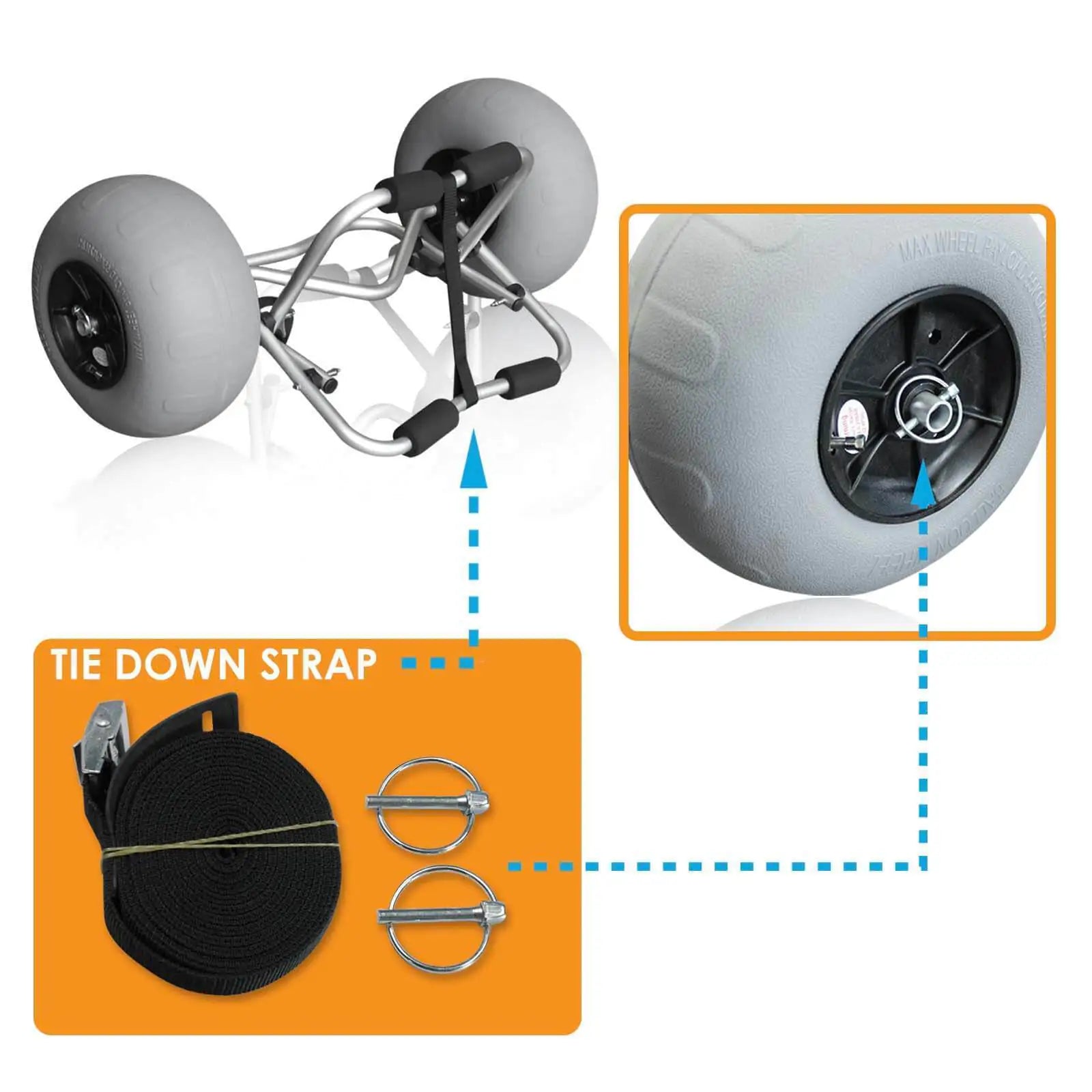 Blackhawk Trak-It Ultra-Wide Balloon Wheel Kayak Cart - Blackhawk International