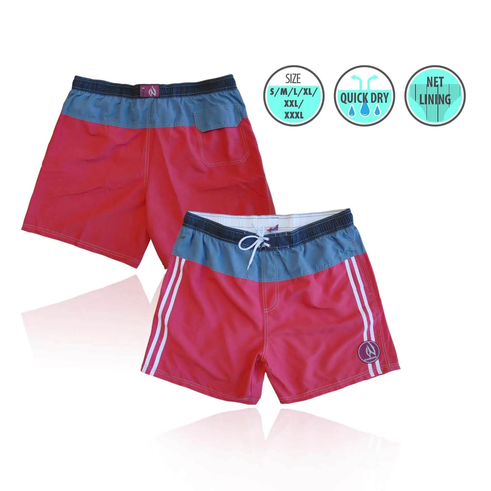 Mens Swim Beach Shorts Red/Blue BHACAPBS1 - Blackhawk International
