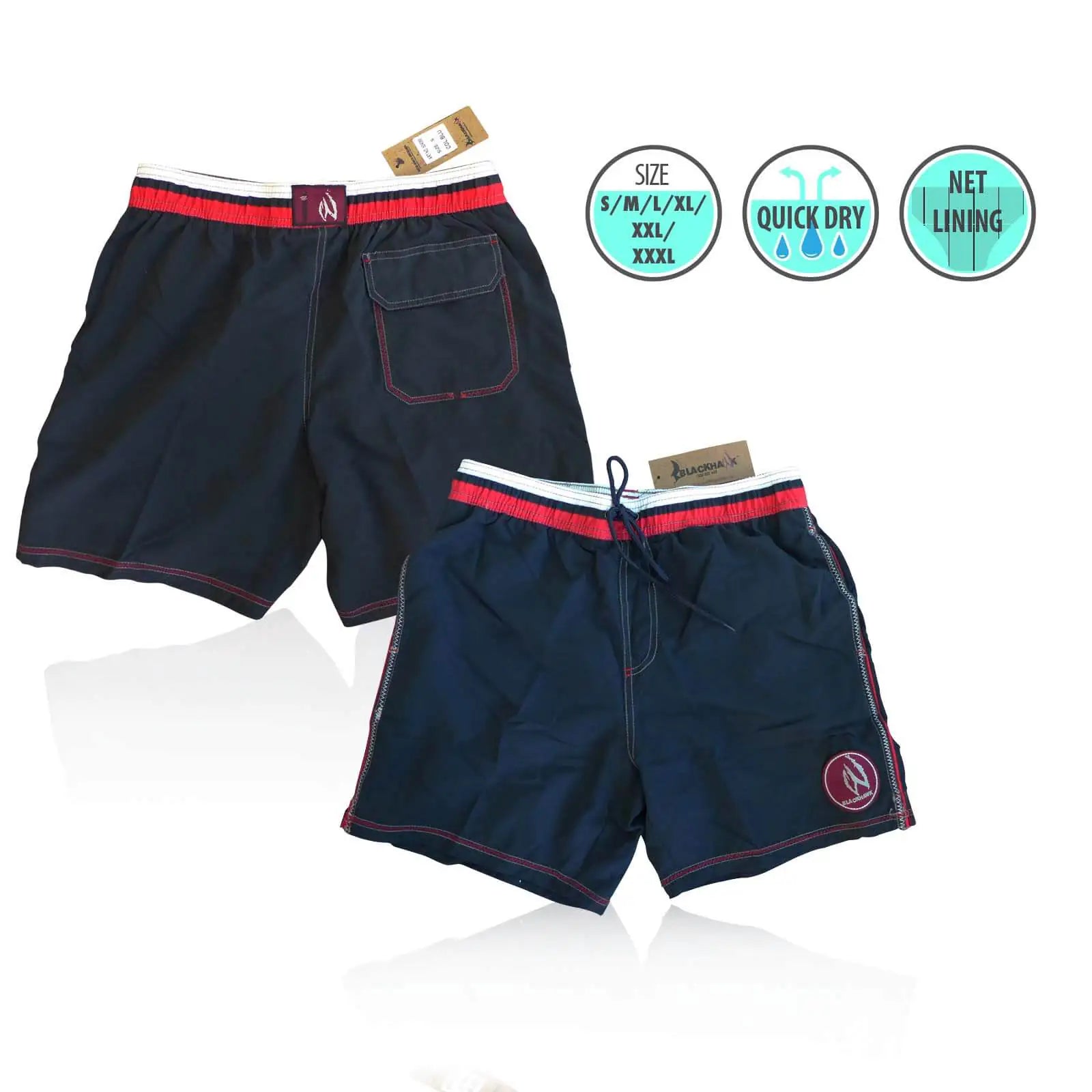 Mens Swim Beach Shorts Black BHACAPBS10 - Blackhawk International