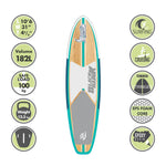 10'6" Bondihawk All-Rounder Bamboo Aqua SUP Package - Blackhawk International