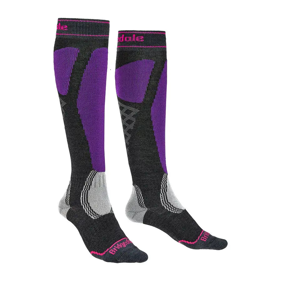 Bridgedale Ski Easy On Merino Performance Women's Long Socks Graphite/Purple - Blackhawk International