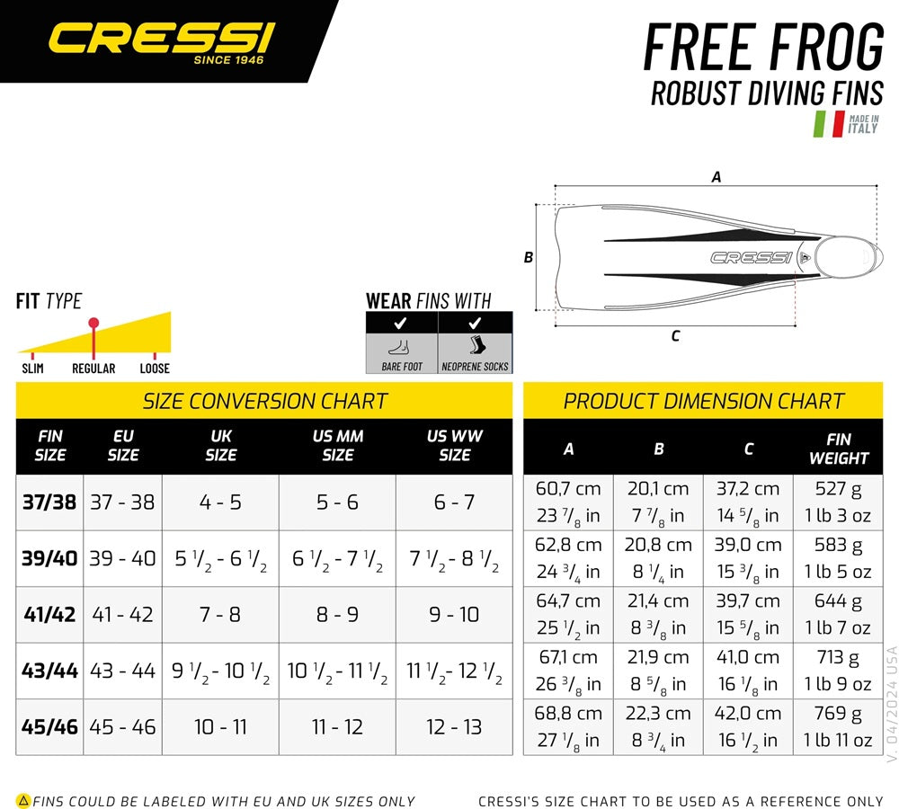 Cressi Free Frog Fins Black - Blackhawk International