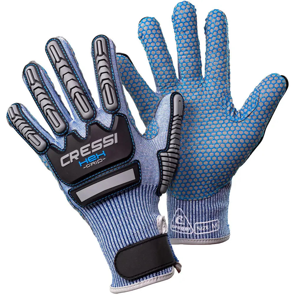 Cressi Hex Grip Cut Resistant Gloves Blue - Blackhawk International