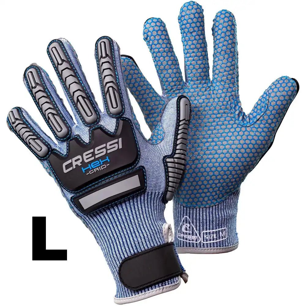Cressi Hex Grip Cut Resistant Gloves Blue - Blackhawk International