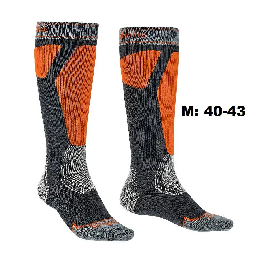 Bridgedale Ski Easy On Merino Performance Long Socks Gunmetal/Orange - Blackhawk International