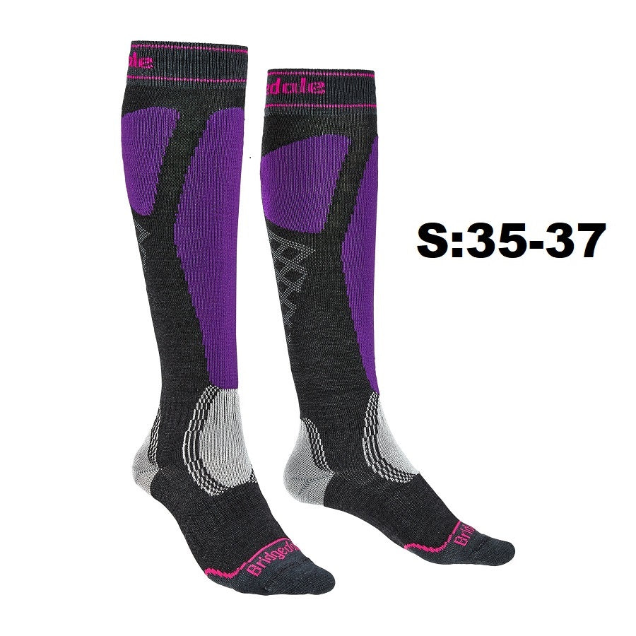 Bridgedale Ski Easy On Merino Performance Women's Long Socks Graphite/Purple