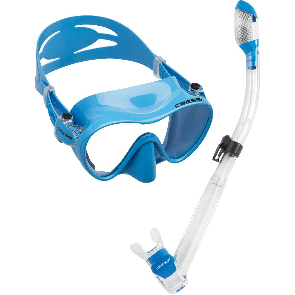 Cressi F1 Frameless Mask + Supernova Dry Snorkel Set - Blackhawk International