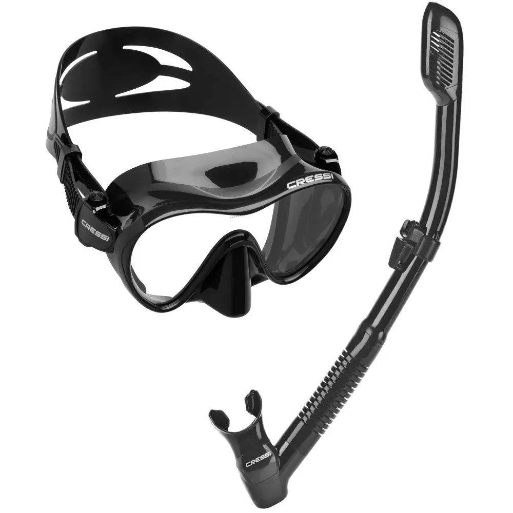 Cressi F1 Frameless Mask + Supernova Dry Snorkel Set - Blackhawk International