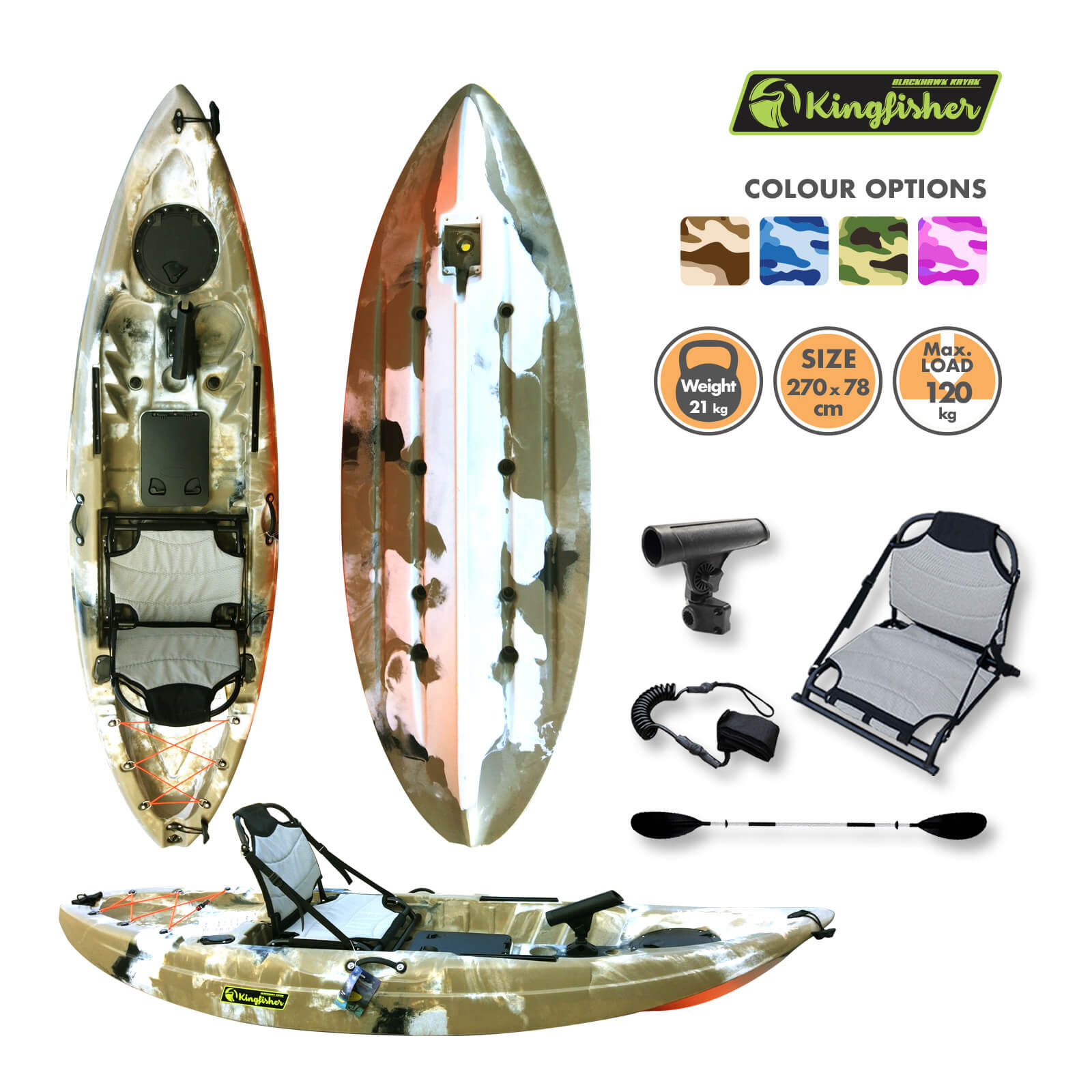 Kingfisher Motorized Fishing Kayak Desert