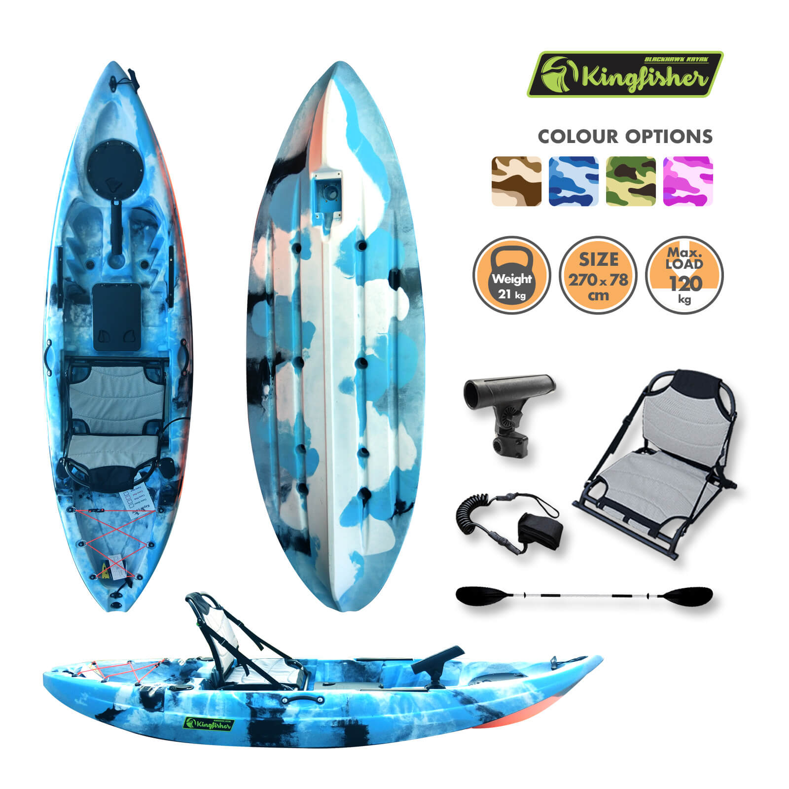 Kingfisher Motorized Fishing Kayak Navy