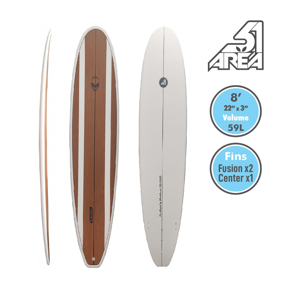 AREA51 Fun Mal 7' - 8'6 Surfboard Bamboo - Blackhawk International