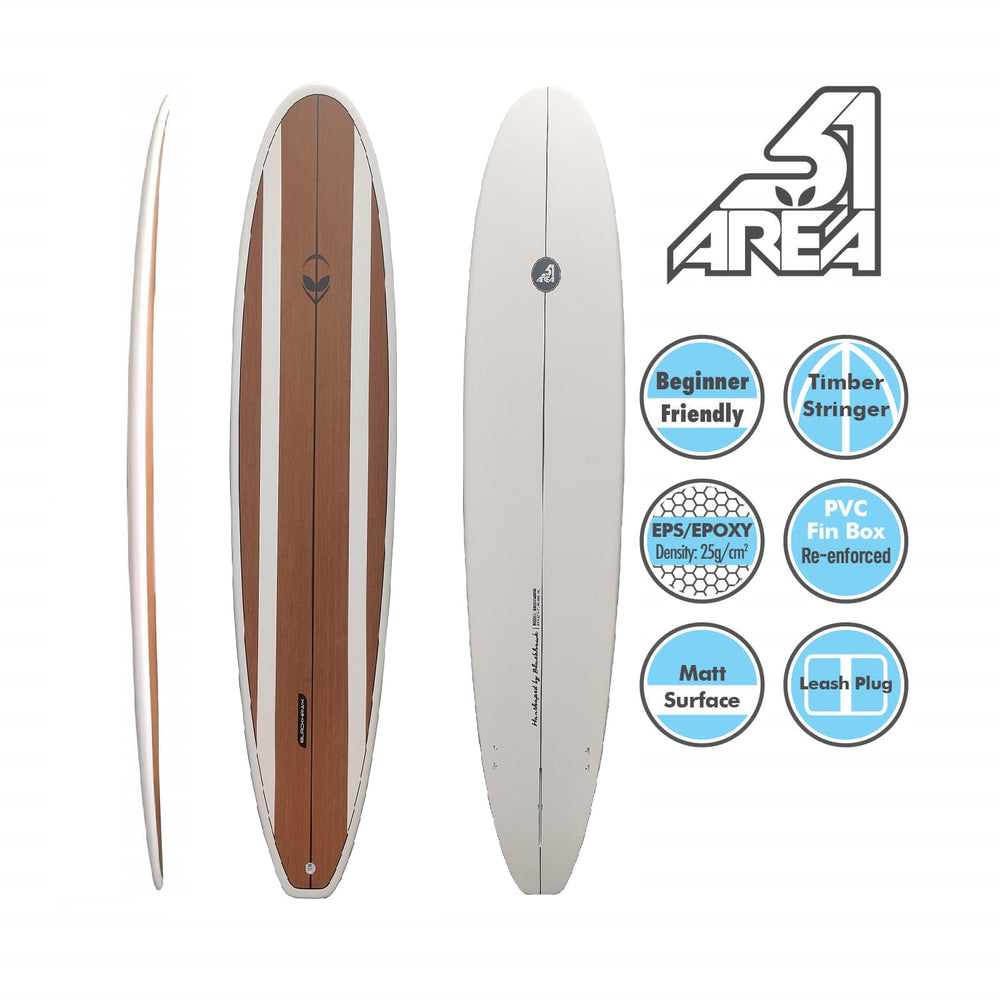 AREA51 Fun Mal 7' - 8'6 Surfboard Bamboo - Blackhawk International