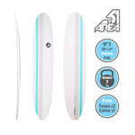 AREA51 9'1 - 9'6 Retro Malibu Longboard White - Blackhawk International