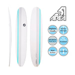 AREA51 9'1 - 9'6 Retro Malibu Longboard White - Blackhawk International