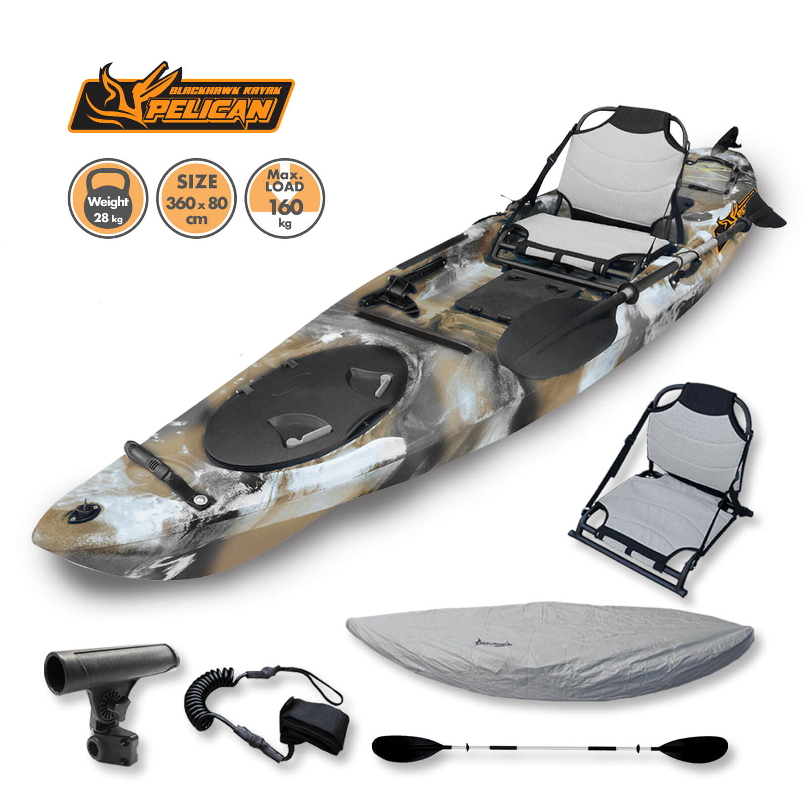 Pelican Motorized Fishing Kayak Desert Blackhawk Outdoor