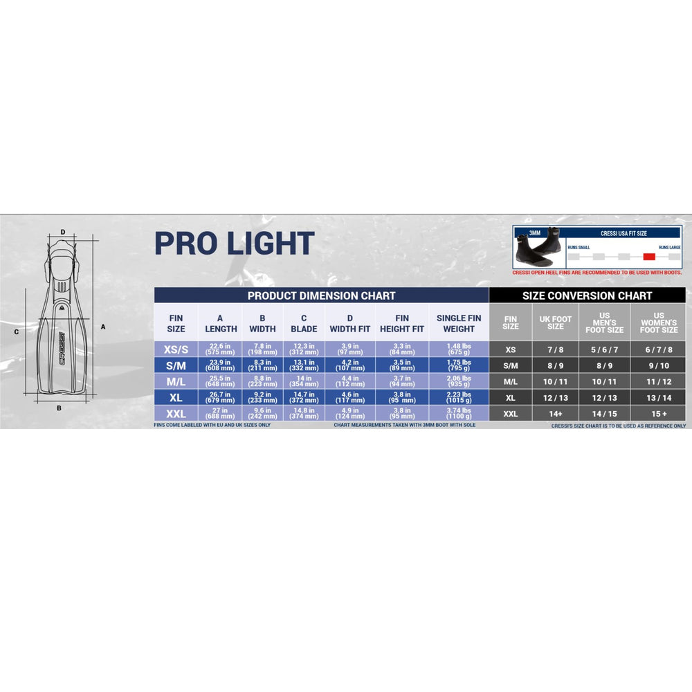 Cressi Pro Light Fins Black - Blackhawk International